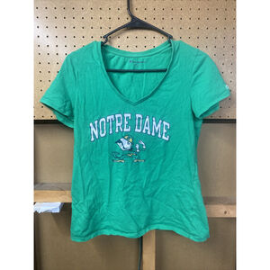 Notre Dame Fighting Irish Green V Neck T Shirt Women's Medium M